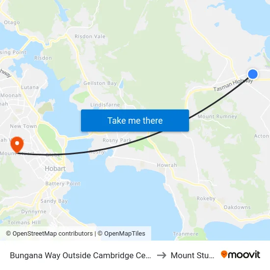 Bungana Way Outside Cambridge Centre to Mount Stuart map