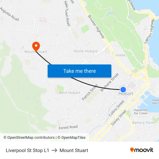 Liverpool St Stop L1 to Mount Stuart map