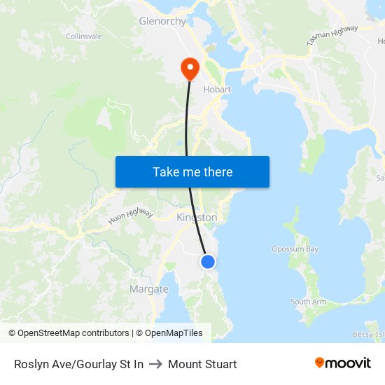 Roslyn Ave/Gourlay St In to Mount Stuart map