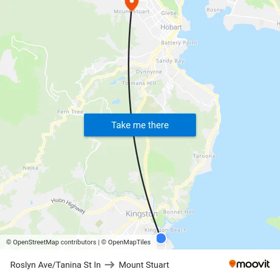 Roslyn Ave/Tanina St In to Mount Stuart map