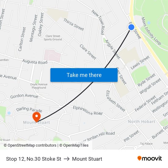 Stop 12, No.30 Stoke St to Mount Stuart map