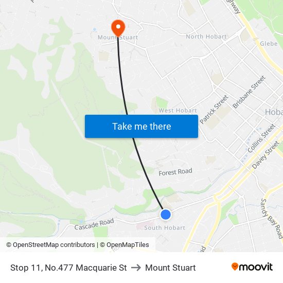 Stop 11, No.477 Macquarie St to Mount Stuart map