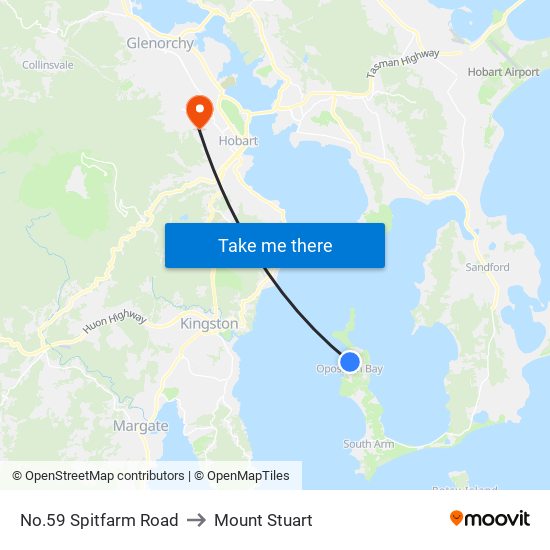 No.59 Spitfarm Road to Mount Stuart map