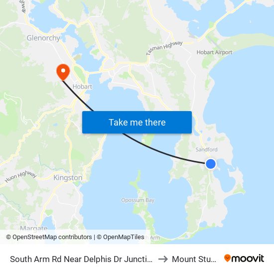 South Arm Rd Near Delphis Dr Junction to Mount Stuart map