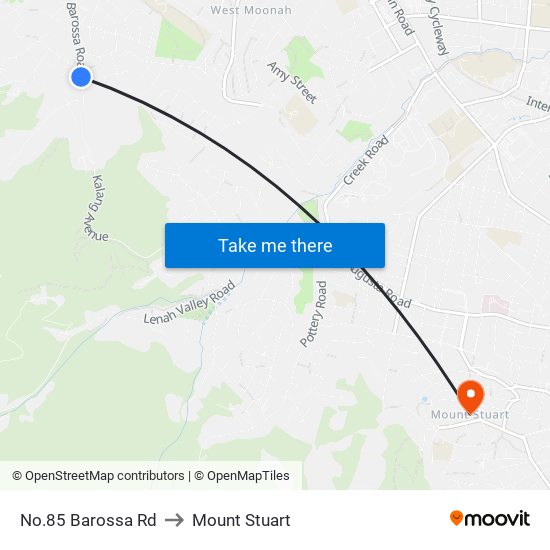 No.85 Barossa Rd to Mount Stuart map