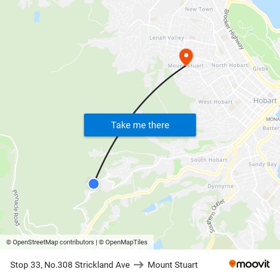 Stop 33, No.308 Strickland Ave to Mount Stuart map