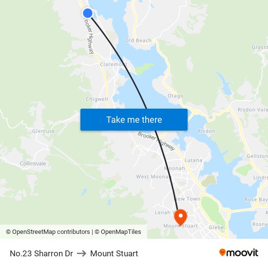 No.23 Sharron Dr to Mount Stuart map