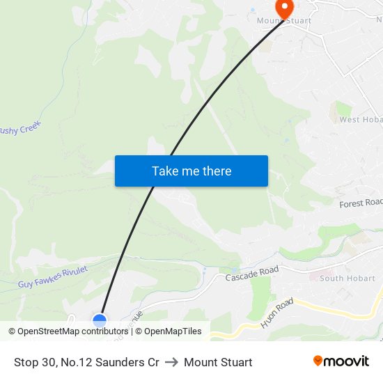 Stop 30, No.12 Saunders Cr to Mount Stuart map