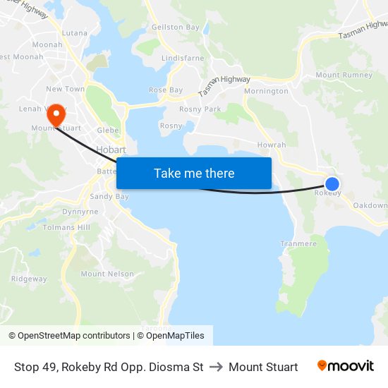Stop 49, Rokeby Rd Opp. Diosma St to Mount Stuart map