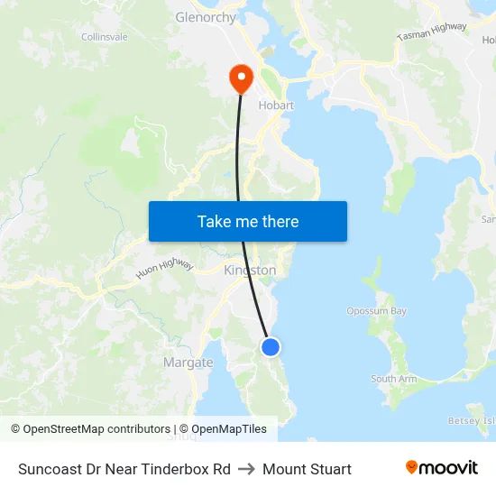 Suncoast Dr Near Tinderbox Rd to Mount Stuart map