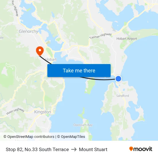 Stop 82, No.33 South Terrace to Mount Stuart map