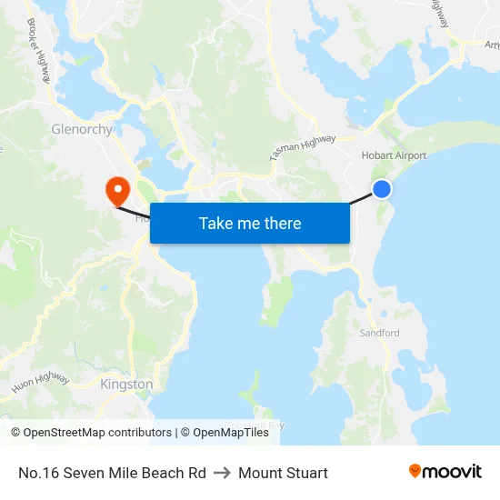 No.16 Seven Mile Beach Rd to Mount Stuart map