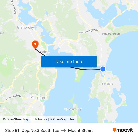 Stop 81, Opp.No.3 South Tce to Mount Stuart map