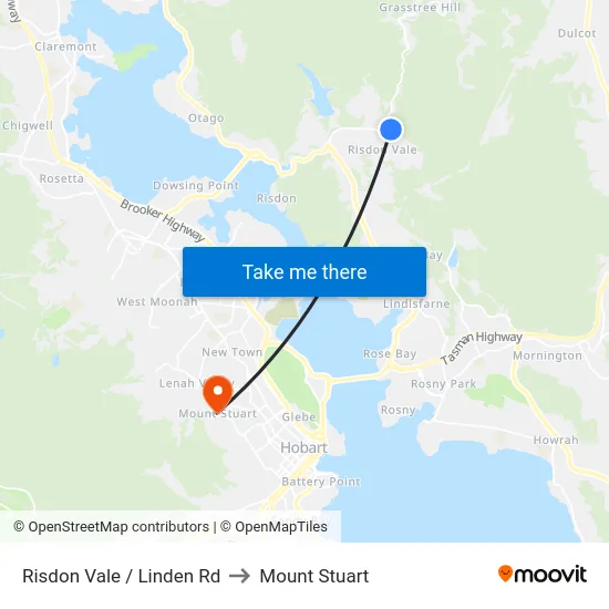 Risdon Vale / Linden Rd to Mount Stuart map