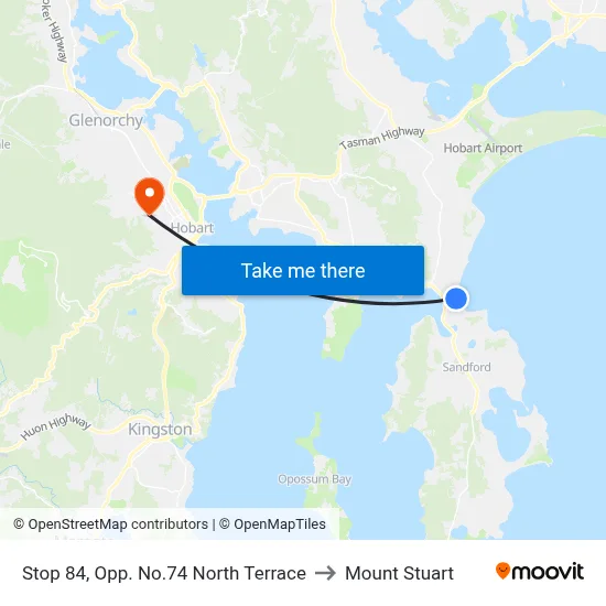 Stop 84, Opp. No.74 North Terrace to Mount Stuart map