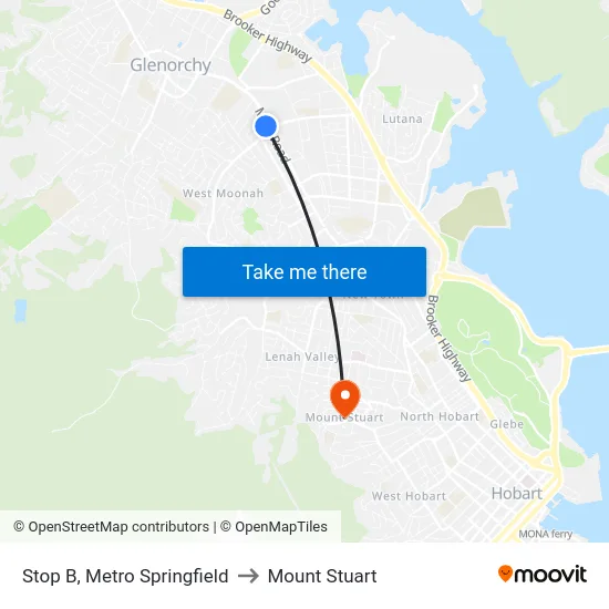 Stop B, Metro Springfield to Mount Stuart map