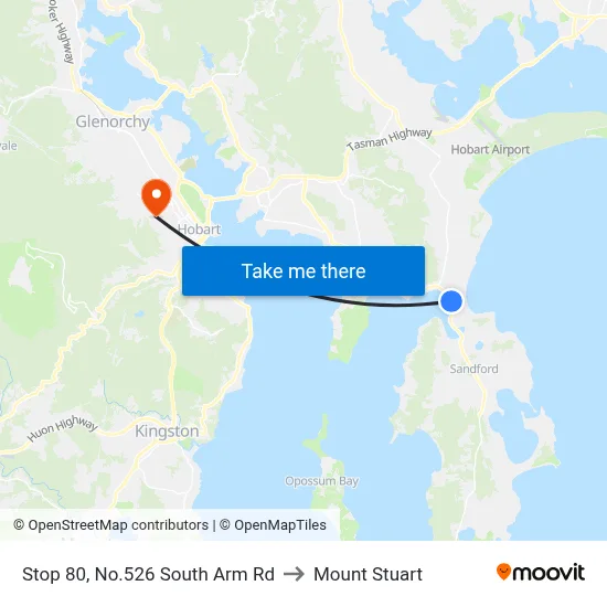 Stop 80, No.526 South Arm Rd to Mount Stuart map