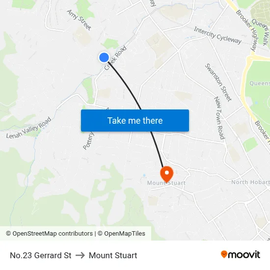 No.23 Gerrard St to Mount Stuart map