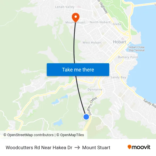 Woodcutters Rd Near Hakea Dr to Mount Stuart map
