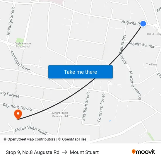 Stop 9, No.8 Augusta Rd to Mount Stuart map