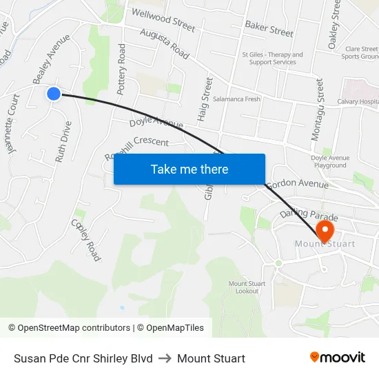 Susan Pde Cnr Shirley Blvd to Mount Stuart map