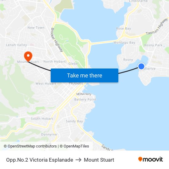 Opp.No.2 Victoria Esplanade to Mount Stuart map