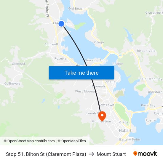 Stop 51, Bilton St (Claremont Plaza) to Mount Stuart map