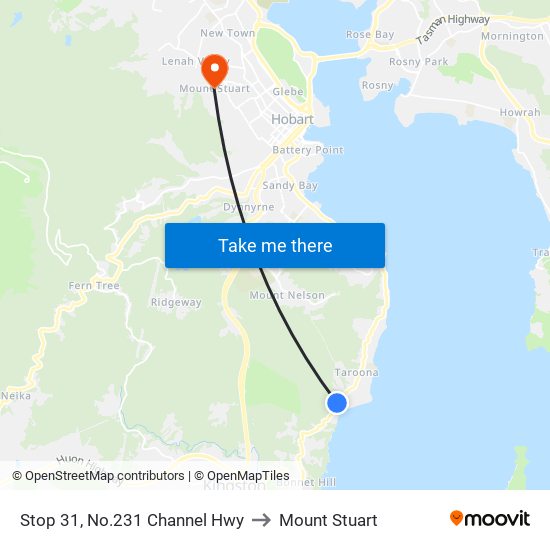 Stop 31, No.231 Channel Hwy to Mount Stuart map