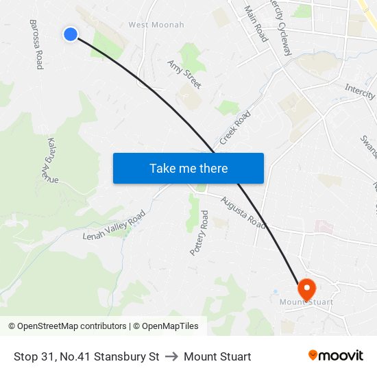 Stop 31, No.41 Stansbury St to Mount Stuart map