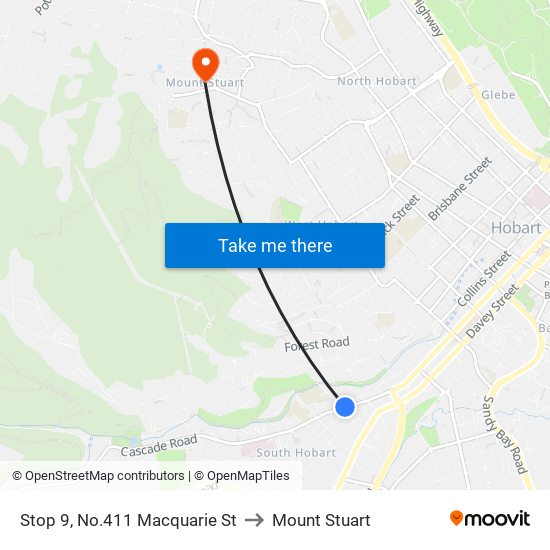 Stop 9, No.411 Macquarie St to Mount Stuart map