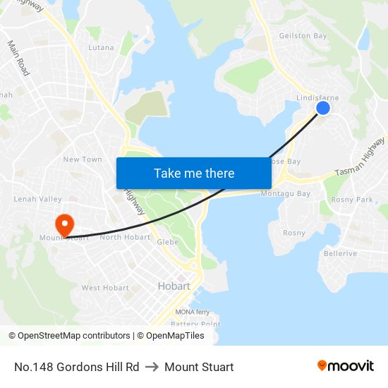 No.148 Gordons Hill Rd to Mount Stuart map