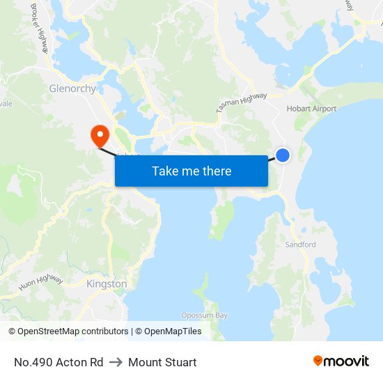 No.490 Acton Rd to Mount Stuart map