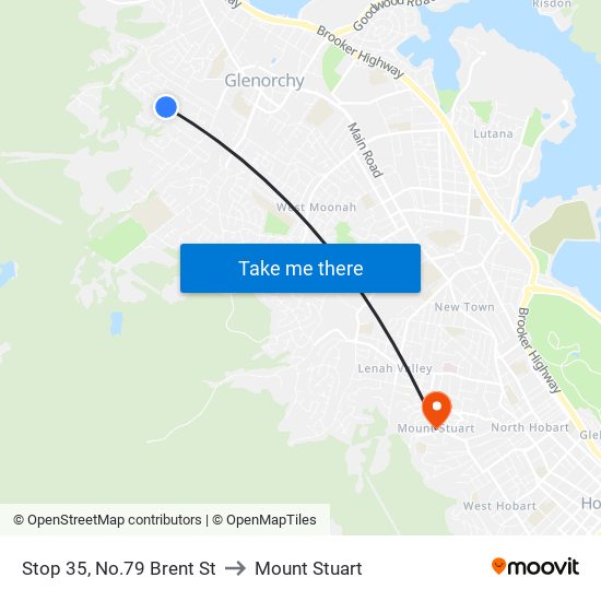 Stop 35, No.79 Brent St to Mount Stuart map