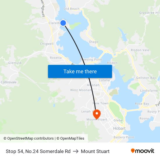 Stop 54, No.24 Somerdale Rd to Mount Stuart map