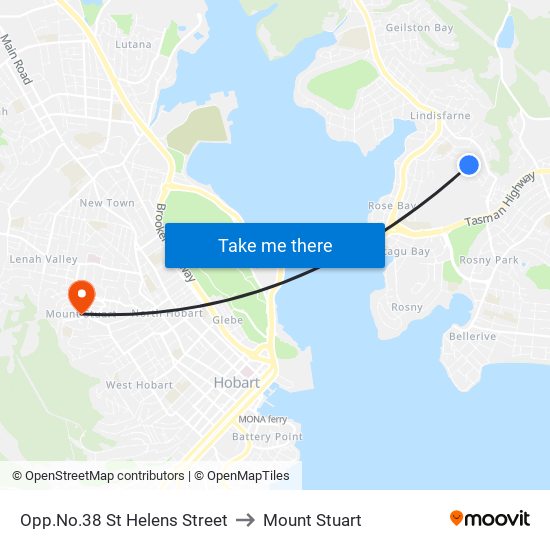 Opp.No.38 St Helens Street to Mount Stuart map