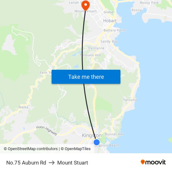 No.75 Auburn Rd to Mount Stuart map