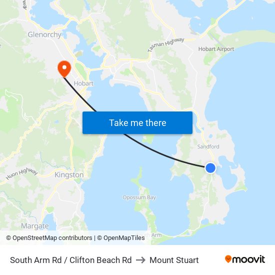 South Arm Rd / Clifton Beach Rd to Mount Stuart map