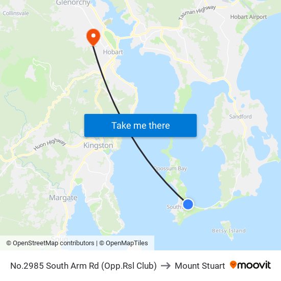 No.2985 South Arm Rd (Opp.Rsl Club) to Mount Stuart map