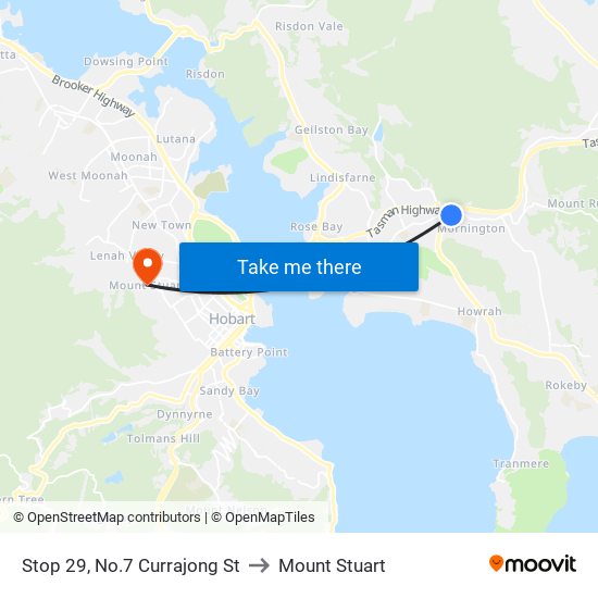 Stop 29, No.7 Currajong St to Mount Stuart map