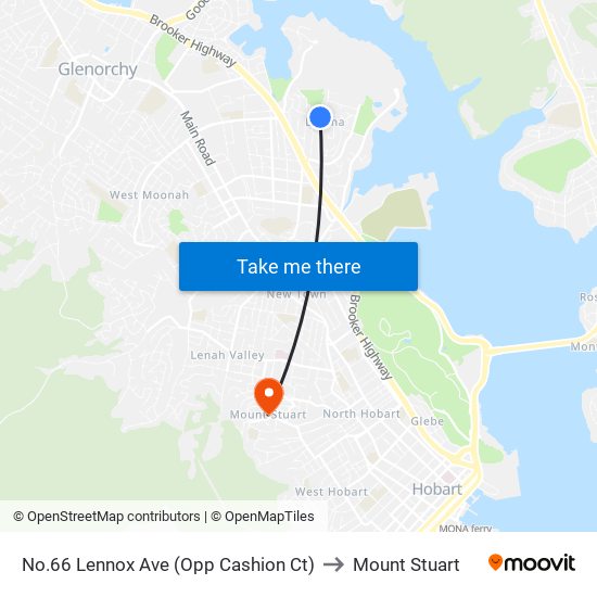 No.66 Lennox Ave (Opp Cashion Ct) to Mount Stuart map