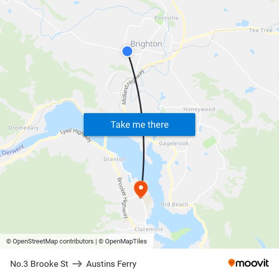 No.3 Brooke St to Austins Ferry map