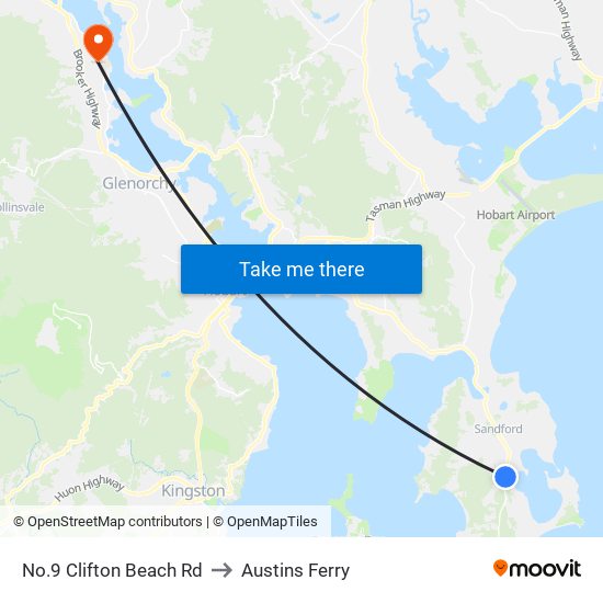 No.9 Clifton Beach Rd to Austins Ferry map