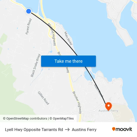 Lyell Hwy Opposite Tarrants Rd to Austins Ferry map