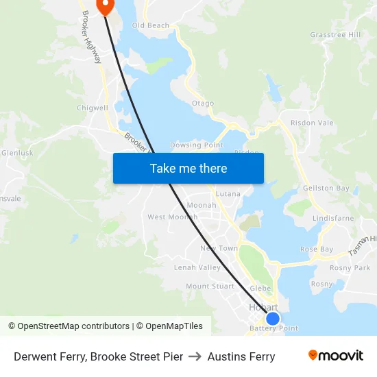Derwent Ferry, Brooke Street Pier to Austins Ferry map