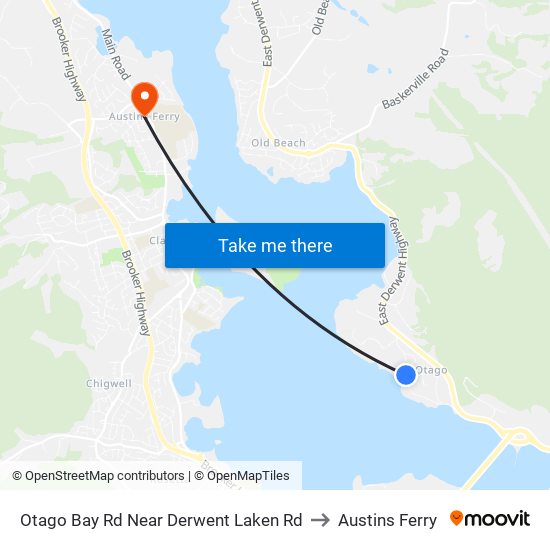 Otago Bay Rd Near Derwent Laken Rd to Austins Ferry map