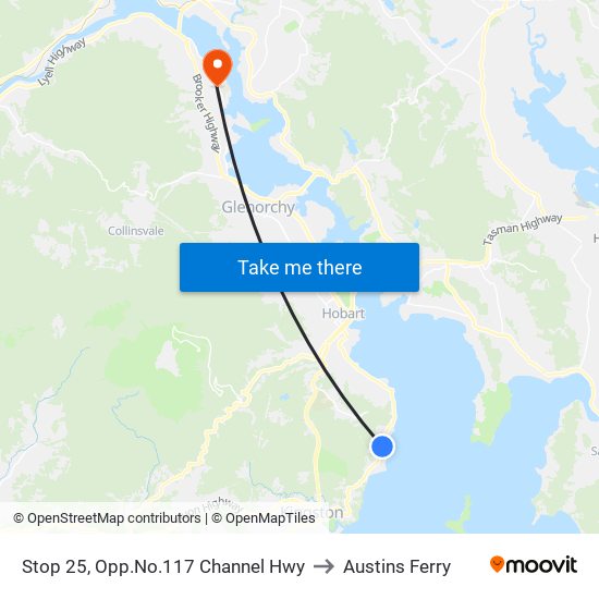 Stop 25, Opp.No.117 Channel Hwy to Austins Ferry map