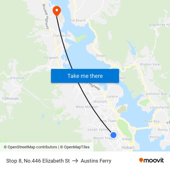 Stop 8, No.446 Elizabeth St to Austins Ferry map