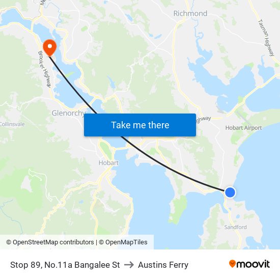 Stop 89, No.11a Bangalee St to Austins Ferry map