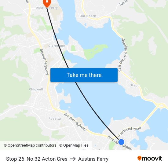 Stop 26, No.32 Acton Cres to Austins Ferry map