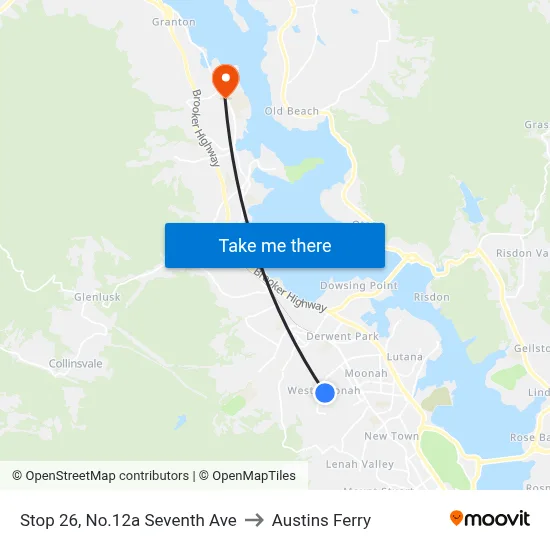 Stop 26, No.12a Seventh Ave to Austins Ferry map